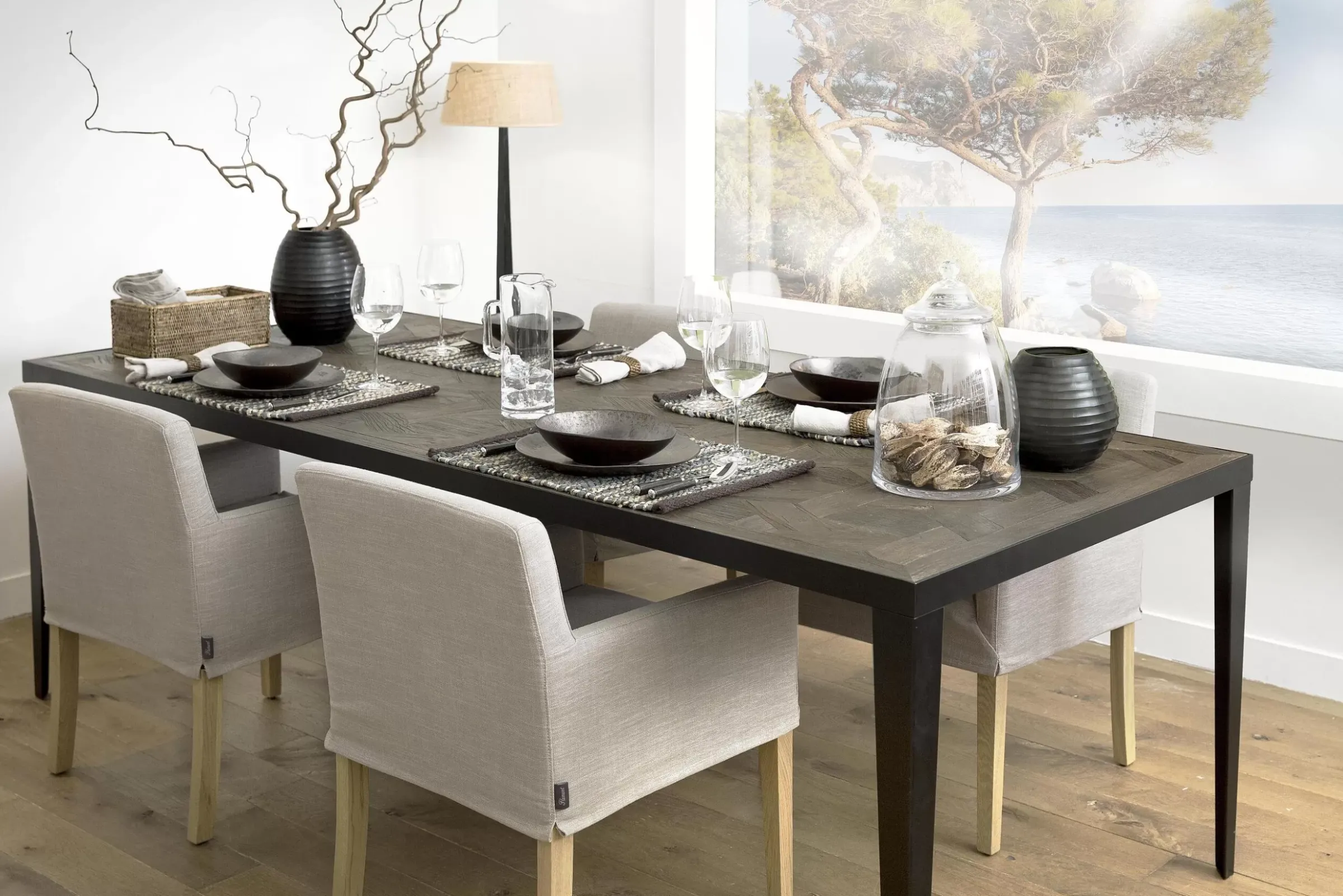 Chaises^Flamant Billy, Fauteuil, Bouleau, Lin Blanc Casse