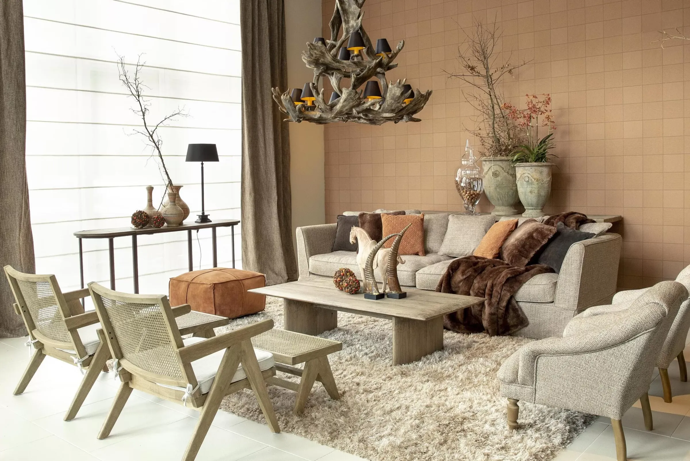 Canapés^Flamant Bruno, Fauteuil, Chene, Roseau, Avec Coussin