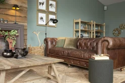 Canapés^Flamant Edimbourg, Canape, Chesterfield, Cuir, Marron Fonce, Trois Places