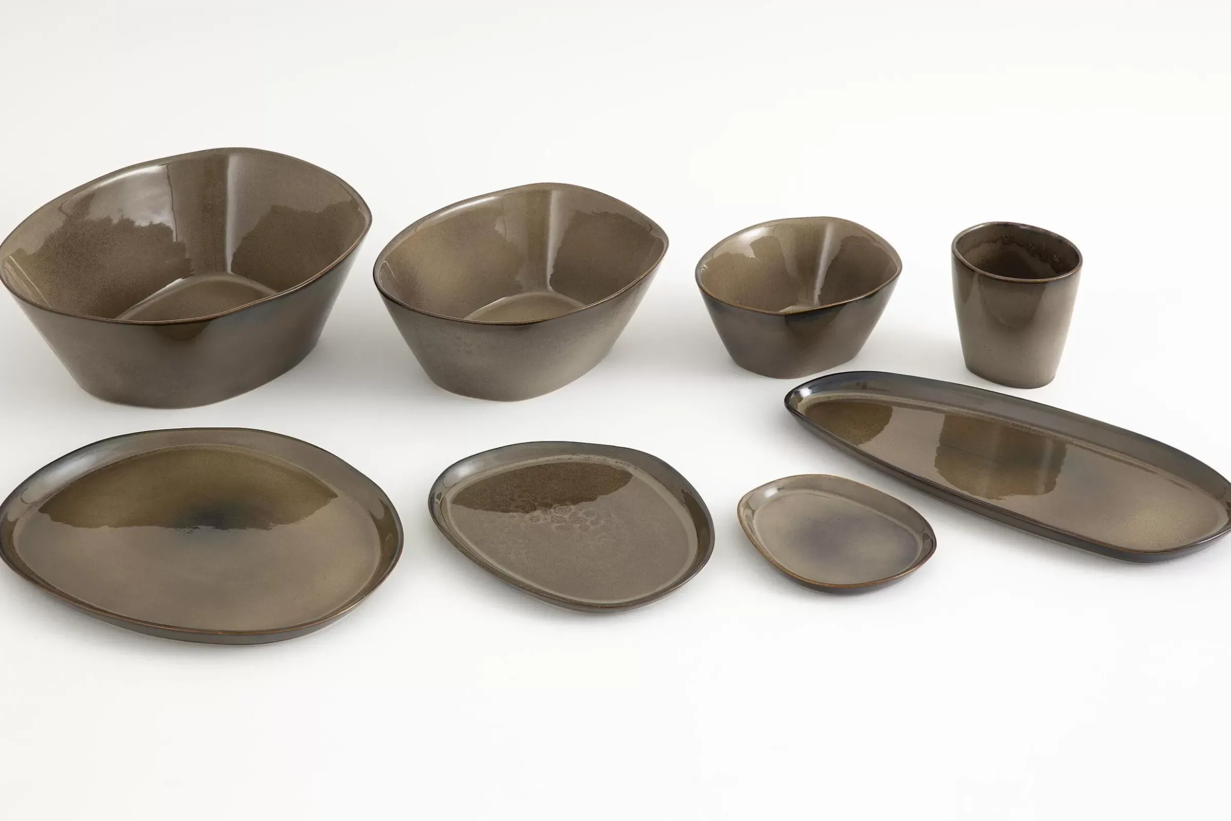 Assiettes, Plats Et Bols^Flamant Forme, Assiette De Service, Kaki
