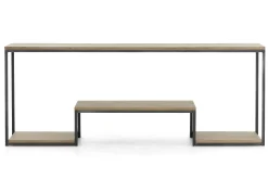 Table A Cafe^Flamant Hattie, Table Console, Chene Patine Et Fer