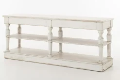 Table A Cafe^Flamant Henrice, Table Console, 3 Niveaux, 4 Tiroirs, Finition Antique