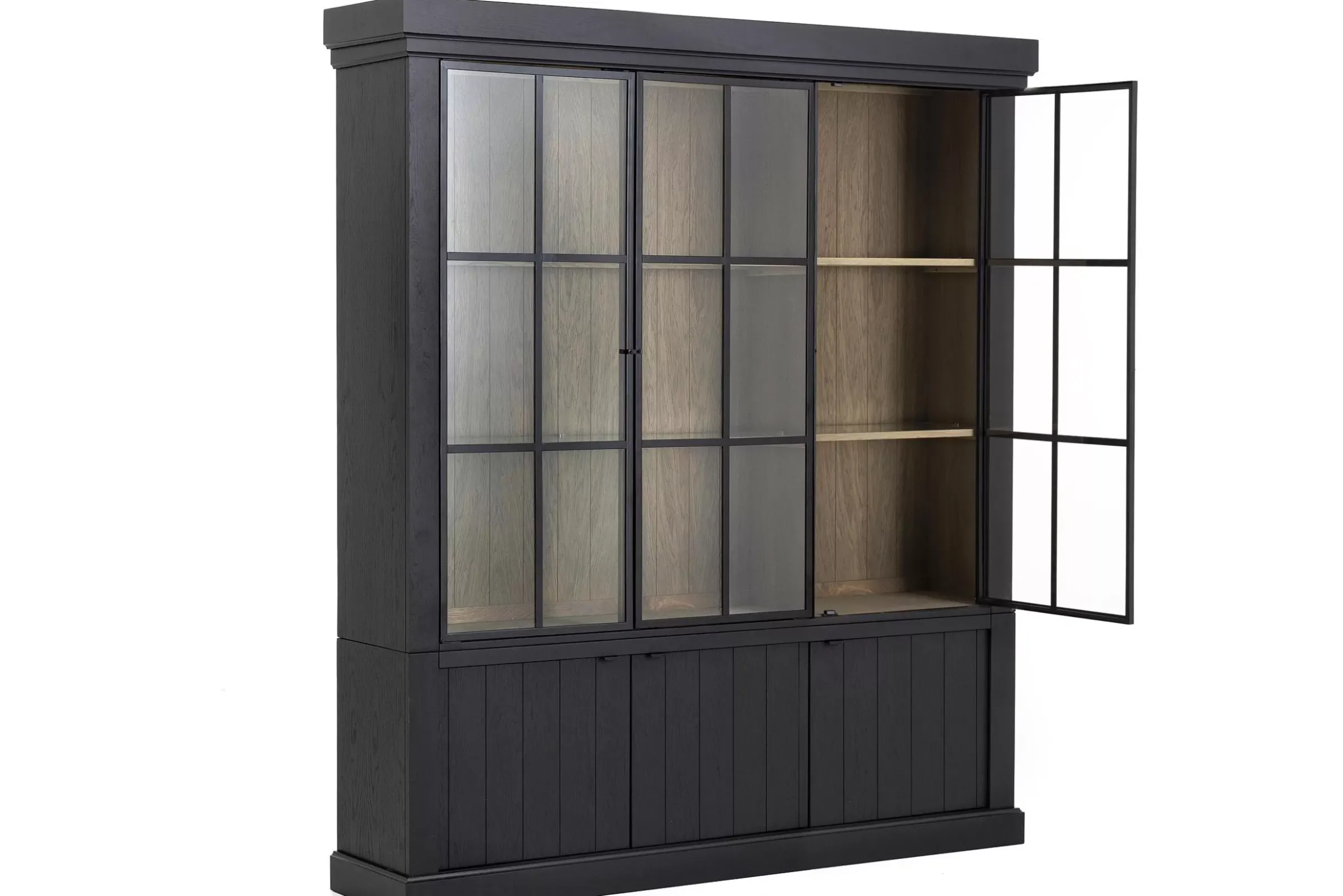 Placards^Flamant Iron Jason, Armoire, Noir, Chene, 3 Portes En Fer