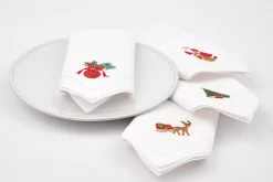 Textiles De Salle A Manger Et De Cuisine^Flamant Karoli, Serviette, Broderie, Lot De 4