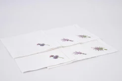 Textiles De Salle A Manger Et De Cuisine^Flamant Lavande, Serviette, Broderie, Lot De 6
