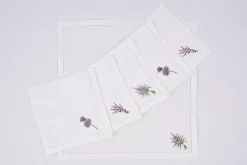 Textiles De Salle A Manger Et De Cuisine^Flamant Lavande, Serviette, Broderie, Lot De 6