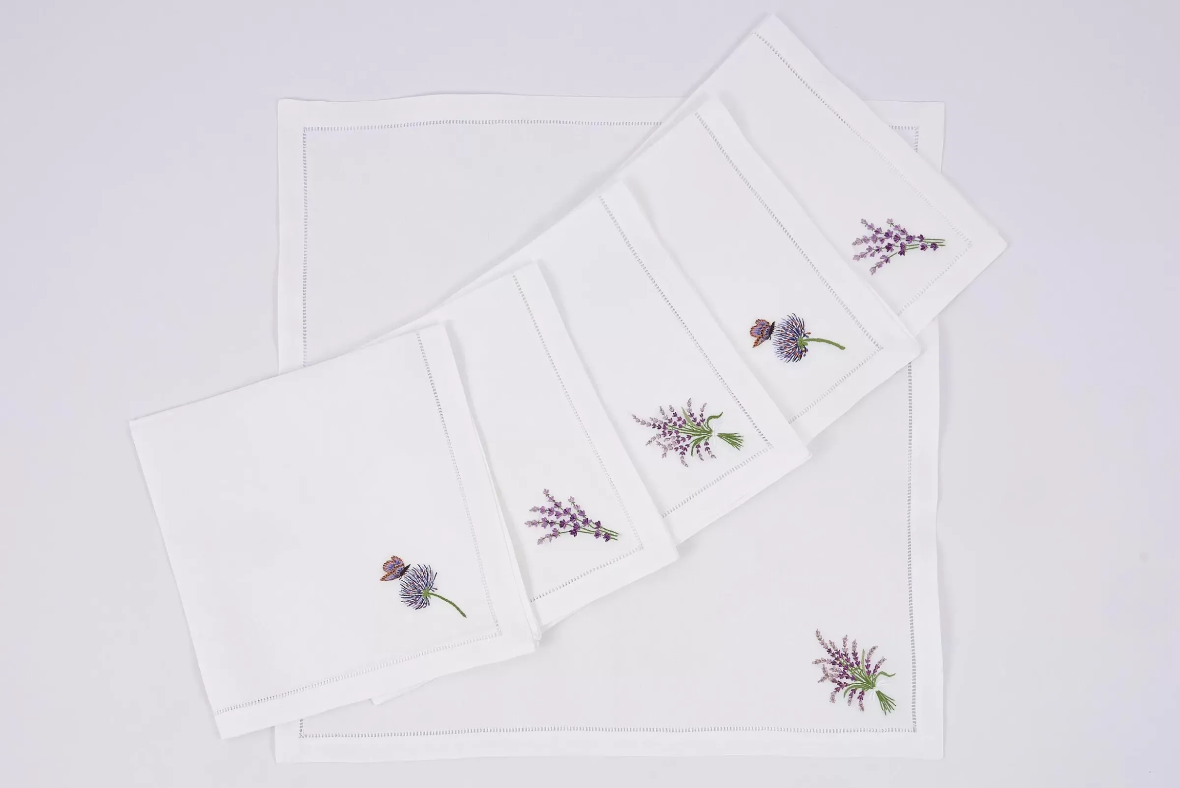Textiles De Salle A Manger Et De Cuisine^Flamant Lavande, Serviette, Broderie, Lot De 6