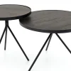 Table A Cafe^Flamant Madison, Table D'Appoint, Chene Et Metal, Ronde, 45 Cm, Marron Fonce