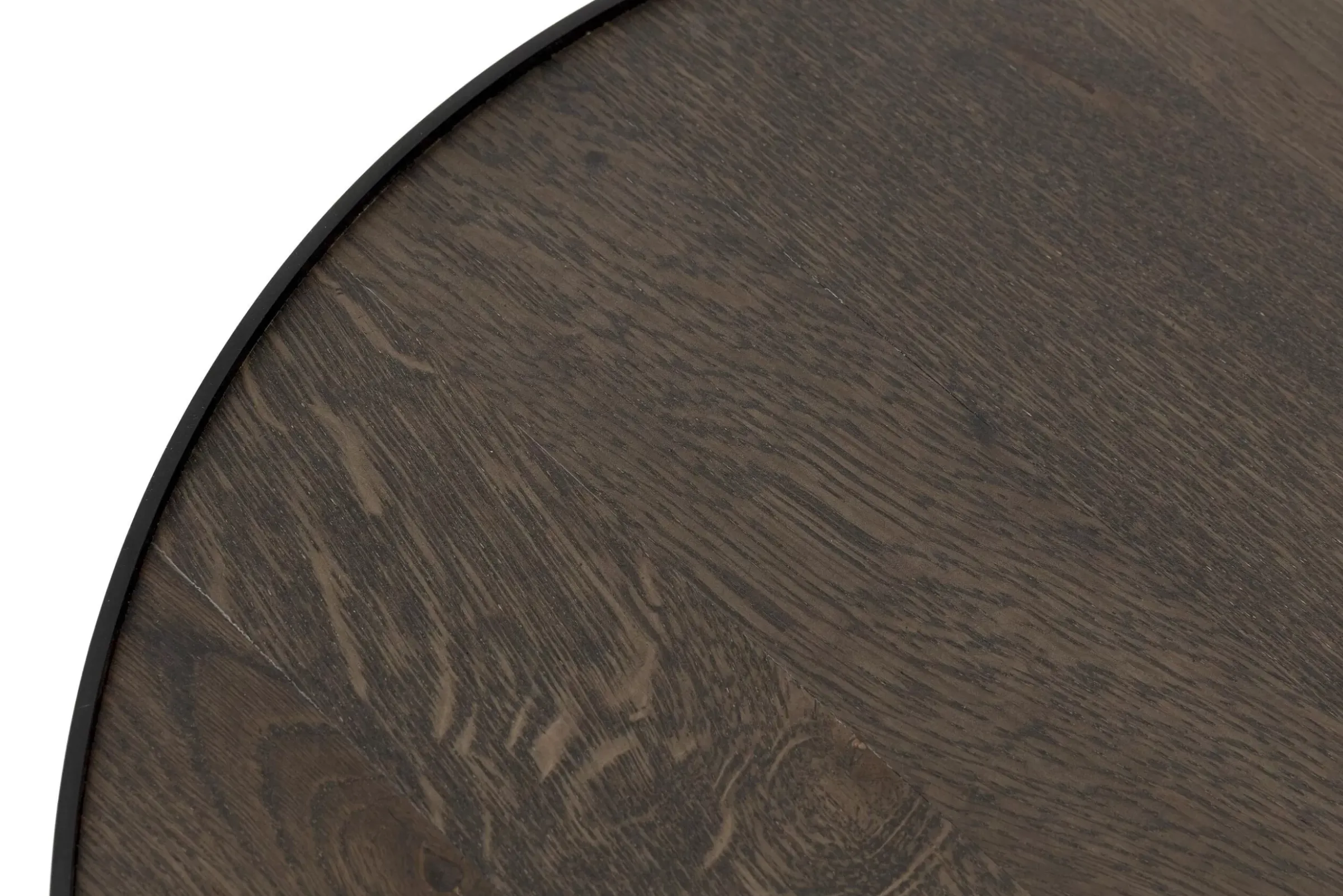 Table A Cafe^Flamant Madison, Table D'Appoint, Chene Et Metal, Ronde, 45 Cm, Marron Fonce
