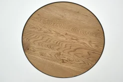 Table A Cafe^Flamant Madison, Table D'Appoint, Chene Et Metal, Ronde, 60 Cm, Marron Clair
