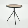 Table A Cafe^Flamant Madison, Table D'Appoint, Chene Et Metal, Ronde, 45 Cm, Marron Clair