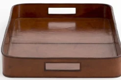 Accessoires^Flamant Manhattan, Plateau, Cuir Marron