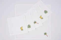 Textiles De Salle A Manger Et De Cuisine^Flamant Mimosa, Serviette, Broderie, Lot De 6