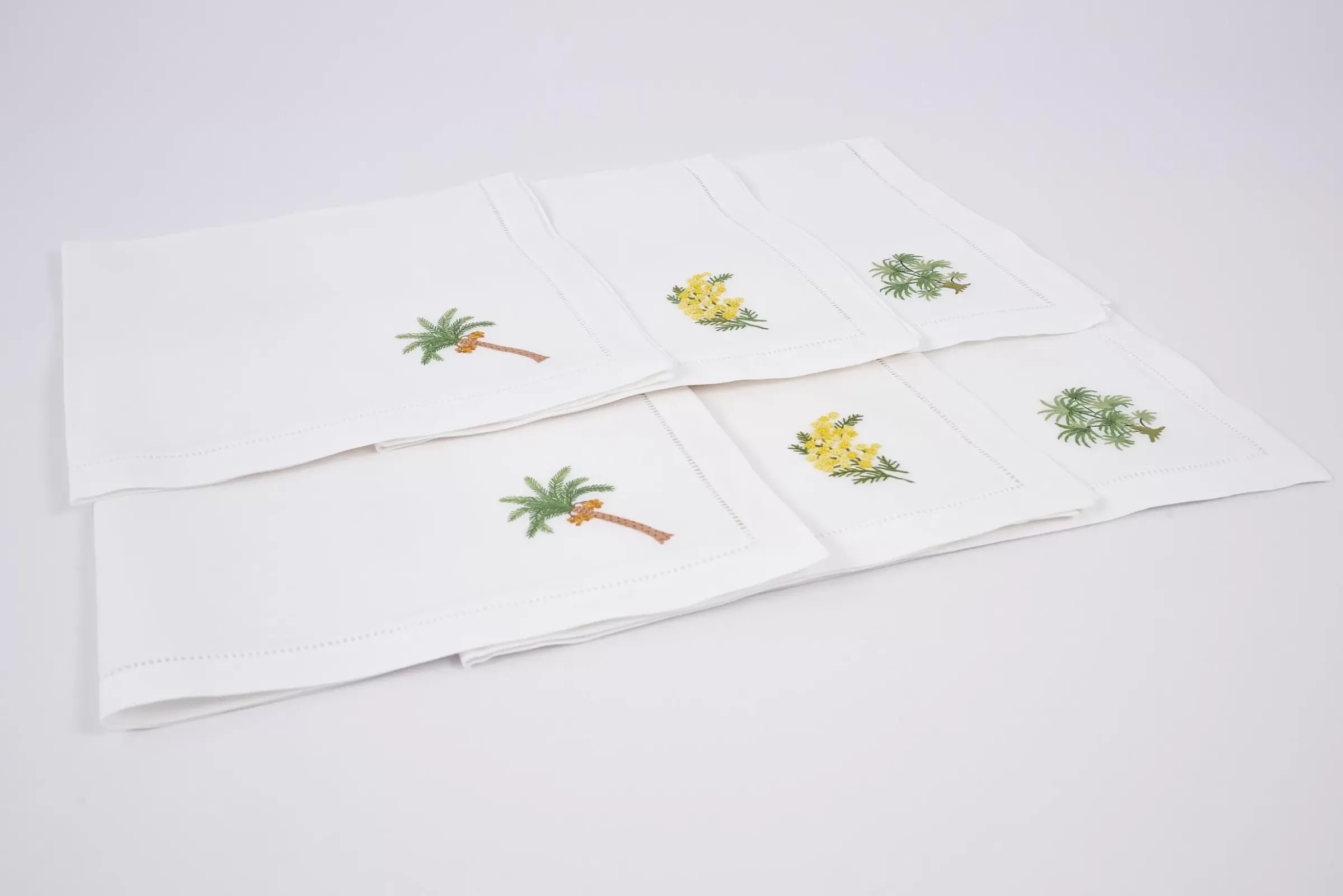 Textiles De Salle A Manger Et De Cuisine^Flamant Mimosa, Serviette, Broderie, Lot De 6
