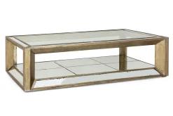 Table A Cafe^Flamant Mitchell, Table Basse, Rectangulaire, Verre Miroir Et Bois, 160X80