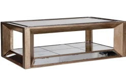 Table A Cafe^Flamant Mitchell, Table Basse, Rectangulaire, Verre Miroir Et Bois, 120X70