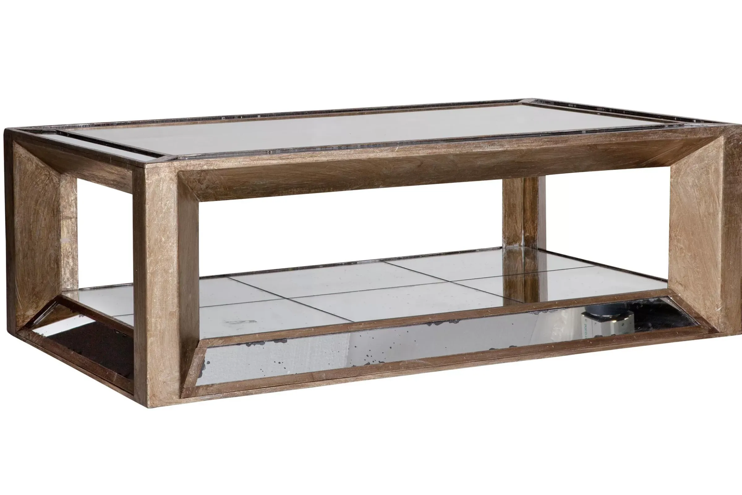 Table A Cafe^Flamant Mitchell, Table Basse, Rectangulaire, Verre Miroir Et Bois, 120X70