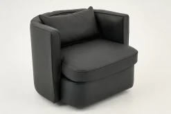 Canapés^Flamant Nelia, Fauteuil, Cuir Noir, Rotatif