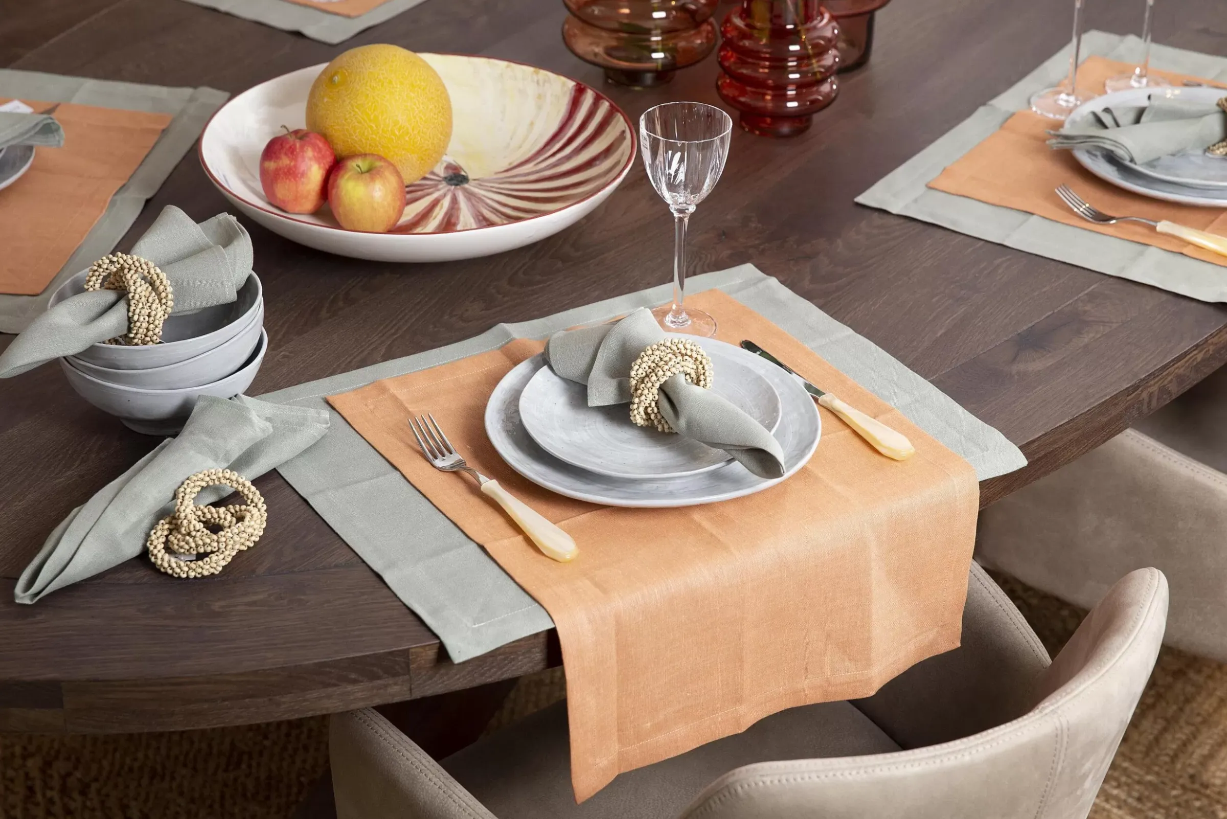 Textiles De Salle A Manger Et De Cuisine^Flamant Phills, Set De Table, Vert Iceberg, Ensemble De 6