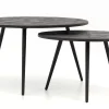 Table A Cafe^Flamant Robyn, Table Basse, Teck Recupere, Ronde, Ensemble De 2
