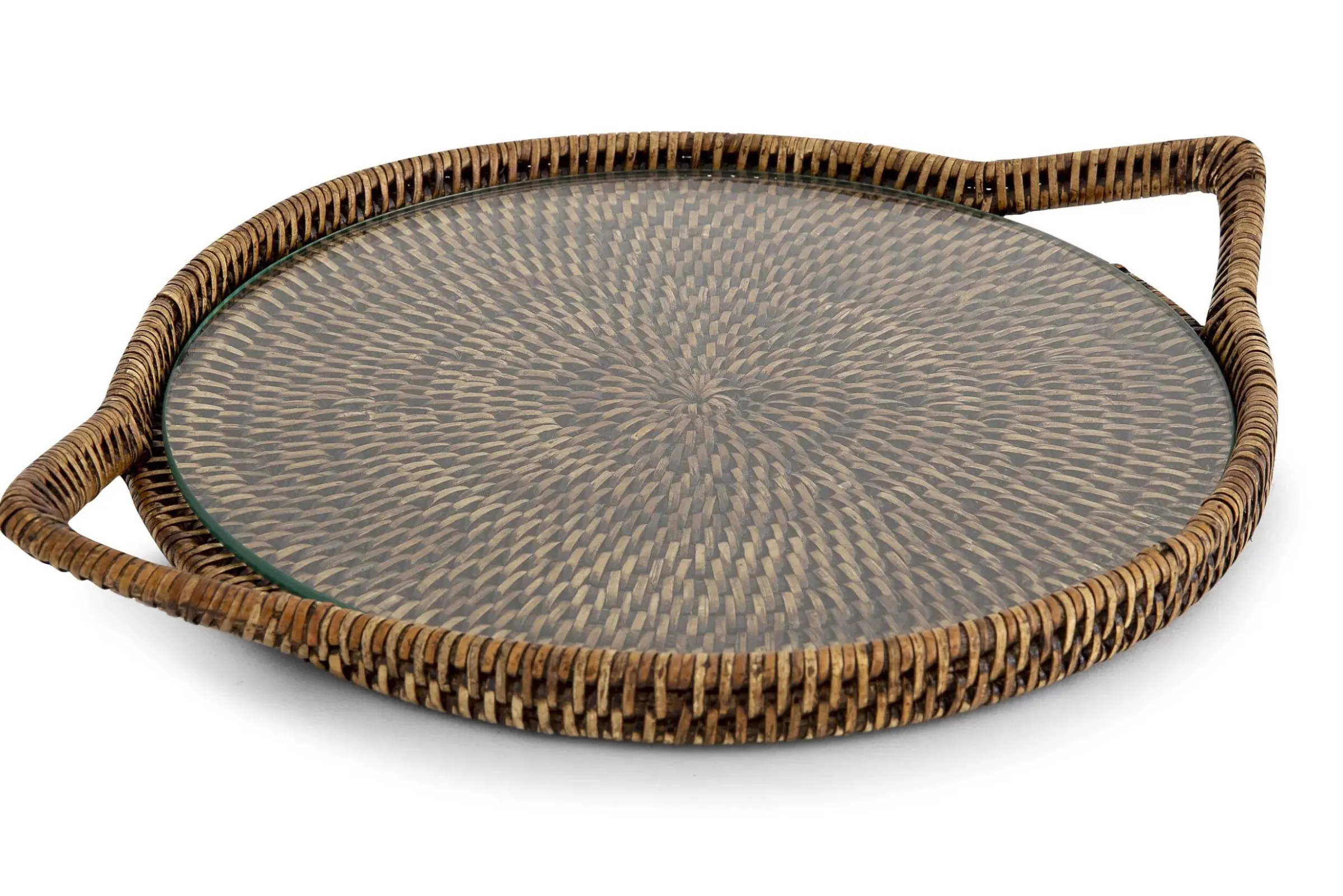 Accessoires^Flamant Togo, Plateau, Rond, Avec Verre, Reed
