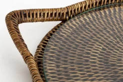 Accessoires^Flamant Togo, Plateau, Rond, Avec Verre, Reed