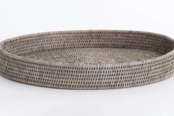 Accessoires^Flamant Togo, Plateau, Rond, Roseau, Gris, 48Cm
