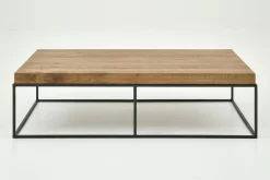 Table A Cafe^Flamant Urban, Table Basse, Chene Et Metal, Marron Clair