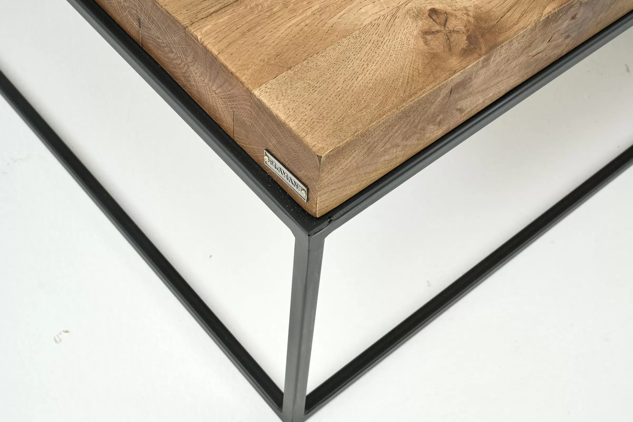 Table A Cafe^Flamant Urban, Table Basse, Chene Et Metal, Marron Clair