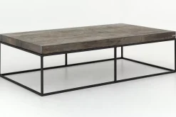 Table A Cafe^Flamant Urban, Table Basse, Chene Et Metal, Marron Fonce
