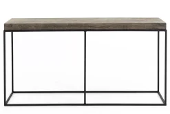 Table A Cafe^Flamant Urban, Table Console, Chene Et Metal, Marron Fonce