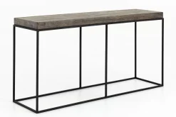 Table A Cafe^Flamant Urban, Table Console, Chene Et Metal, Marron Fonce