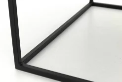 Table A Cafe^Flamant Urban, Table D'Appoint, Chene Et Metal, Marron Fonce