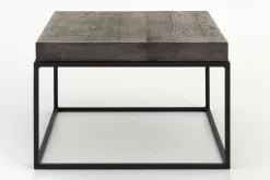 Table A Cafe^Flamant Urban, Table D'Appoint, Chene Et Metal, Marron Fonce