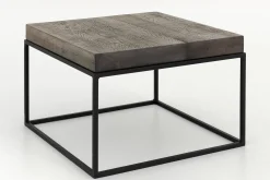 Table A Cafe^Flamant Urban, Table D'Appoint, Chene Et Metal, Marron Fonce