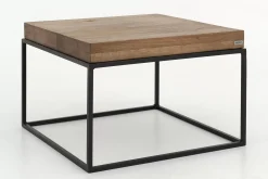 Table A Cafe^Flamant Urban, Table D'Appoint, Chene Et Metal, Marron Clair