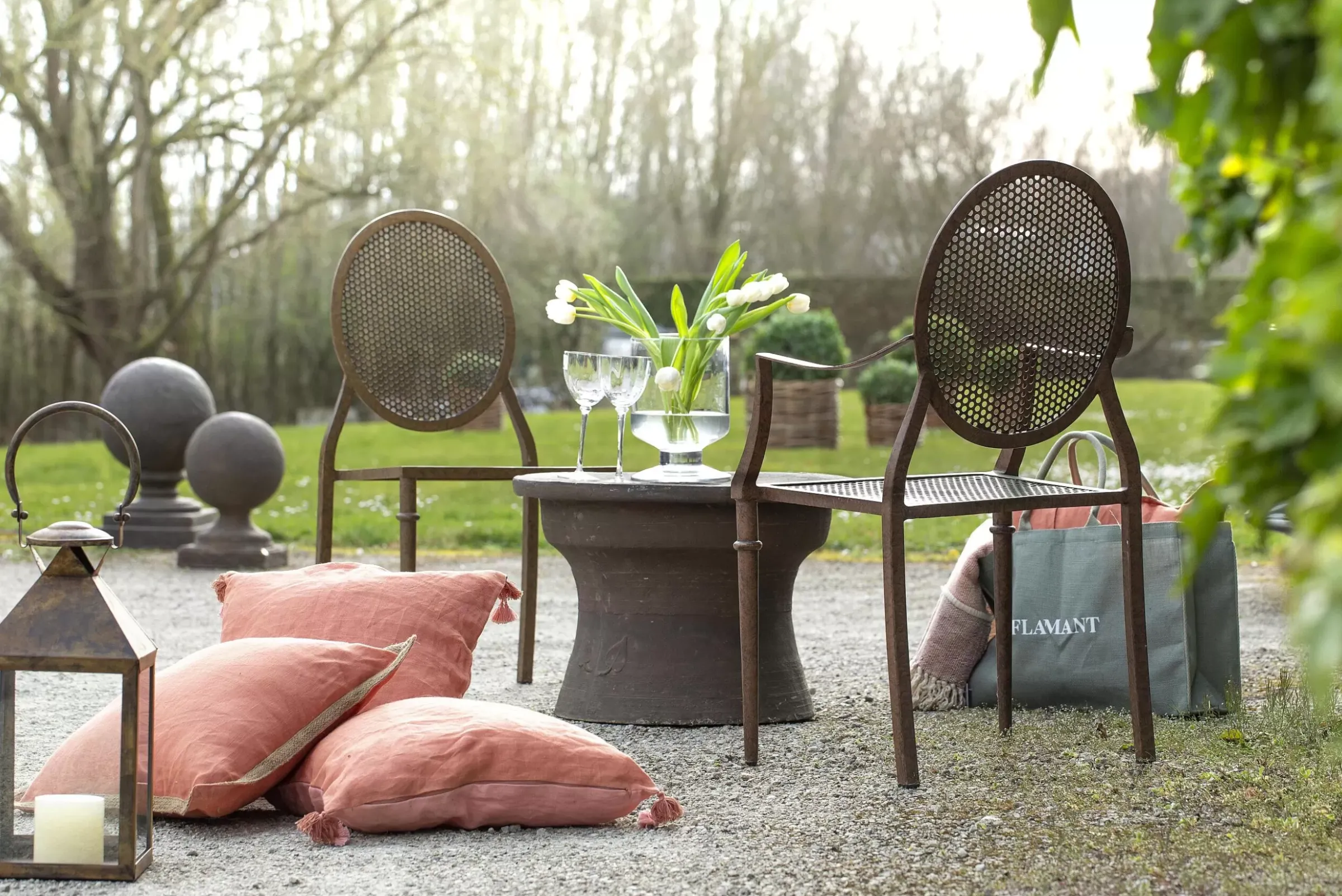 Décorations De Jardin Et Parasols^Flamant Viali, Tambour De Pluie, Rond